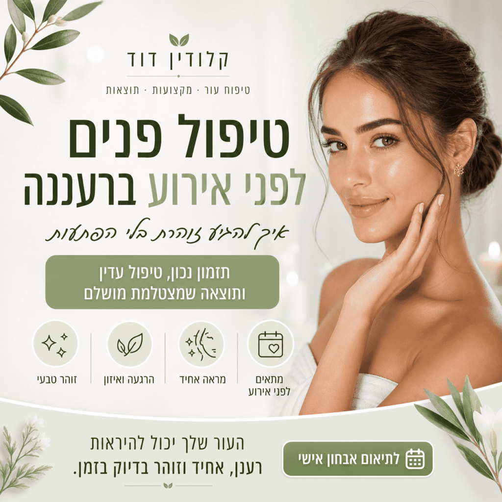 טיפול פנים לפני אירוע ברעננה – איך לבחור טיפול שמביא זוהר בלי הפתעות